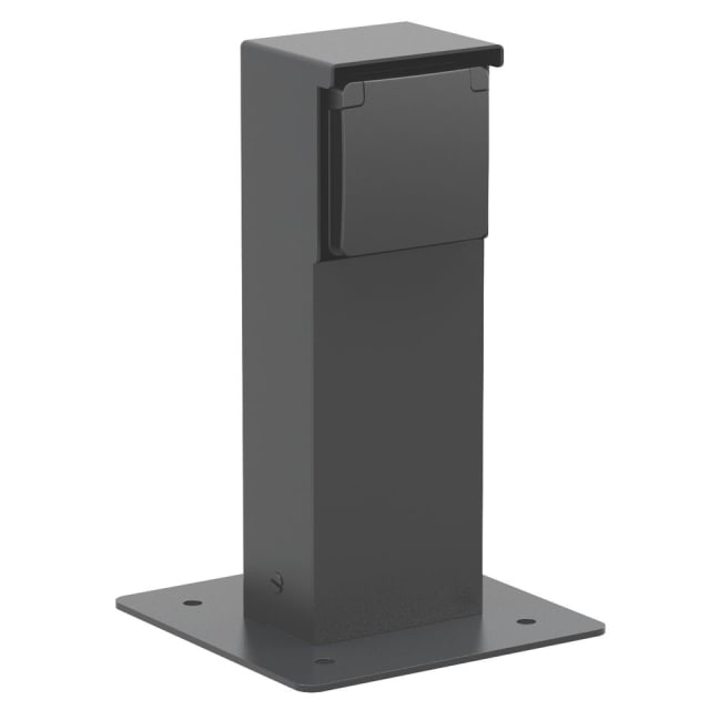 NIKO New Hydro borne de jardin noire Borne de jardin noire avec prise étanche IP55 et platine de fixation