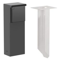 Détails visibles de Borne prise de jardin étanche IP55 avec pointe noire pour Prise de jardin