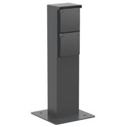 Détails visibles de Borne électrique de jardin noire étanche IP44 pour Prise de jardin