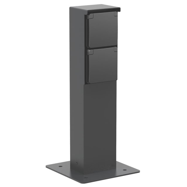 NIKO - Borne de jardin avec 2x prises 2P+T et plaque de base NIKO - Borne de jardin avec 2x prises 2P+T et plaque de base
