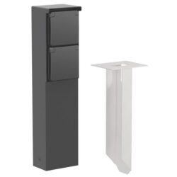 Détails visibles de Borne de jardin étanche avec prises extérieures noire pour Prise de jardin