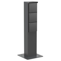 Détails visibles de Borne de jardin étanche 3 prises avec socle IP55 noir pour Prise de jardin