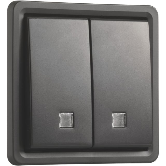NIKO New Hydro double bouton-poussoir lumineux Double bouton-poussoir étanche noir IP55 avec deux touches carrées lumineuses