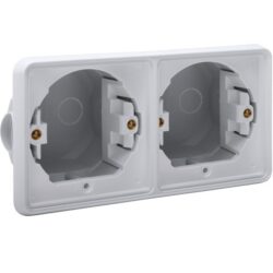 Détails visibles de Double cadre horizontal gris pour prise encastrée pour Accessoires pour appareillage étanche