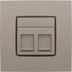Détails visibles de Enjoliveur double RJ11 RJ45 avec porte-étiquette bronze pour Enjoliveur RJ45