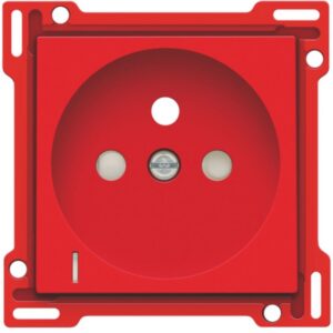 Enjoliveur rouge pour prise de courant avec indication tension et ouverture centrale