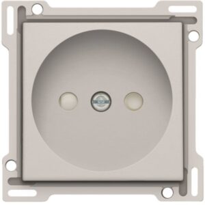 Enjoliveur prise de courant 2P gris clair avec ouverture ronde et fixation murale