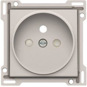 Enjoliveur prise 2P T avec sécurité gris clair à ouverture ronde centrale