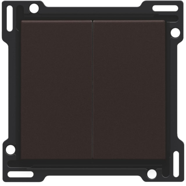 NIKO Intense Manette double bouton poussoir brun Manette double bouton poussoir brun à deux commandes avec cadre noir rectangulaire