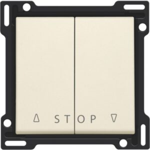 Commande volet roulant crème à deux touches STOP avec support noir