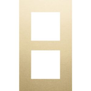 Plaque de recouvrement double verticale alu gold brushed avec deux ouvertures carrées