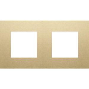 Plaque de recouvrement double 71 mm finition alu gold avec deux ouvertures carrées