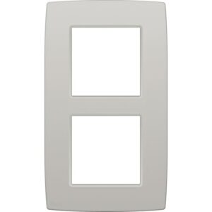 Plaque de recouvrement double verticale gris clair 60 mm pour appareillage électrique
