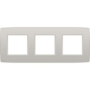 Plaque de recouvrement triple horizontale gris clair avec trois ouvertures carrées