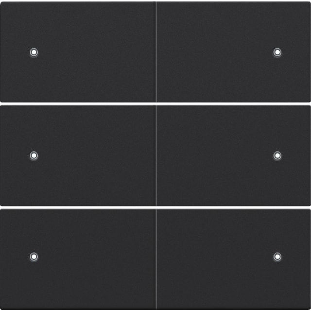 NIKO Pure Bouton poussoir sextuple Bouton poussoir sextuple 24 V libre de potentiel, six touches noires avec repères lumineux