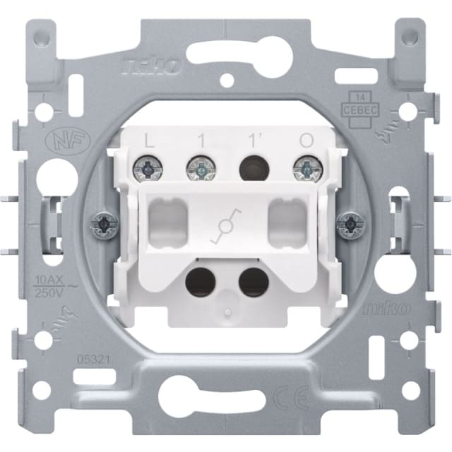 NIKO - Socle interrupteur témoin va-et-vient 10A 250V AC NIKO - Socle interrupteur témoin va-et-vient 10A 250V AC