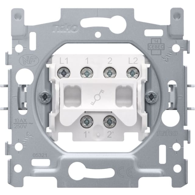 NIKO - Socle interrupteur va-et-vient bipolaire 10A 250V AC - 170-02200 NIKO - Socle interrupteur va-et-vient bipolaire 10A 250V AC - 170-02200