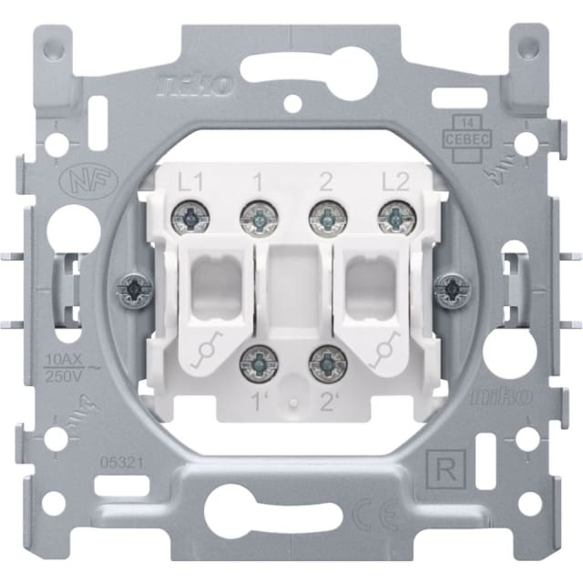 NIKO - Socle interrupteur va-et-vient double 10A 250V AC - 170-02600 NIKO - Socle interrupteur va-et-vient double 10A 250V AC - 170-02600