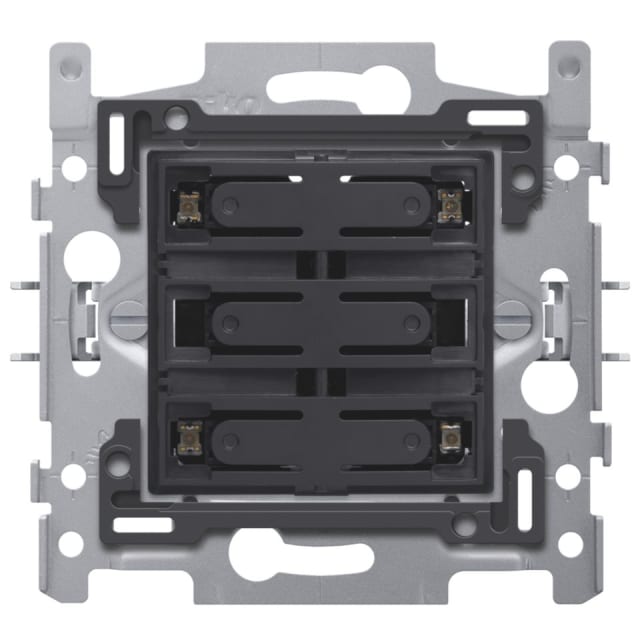 NIKO Socle bouton poussoir quadruple 24V LED Socle quadruple pour bouton poussoir 24V LED avec cadre métallique et quatre modules noirs