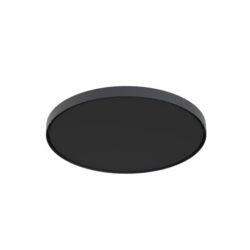Rosace de plafond ronde noire pour montage lumineux, finition mate, diamètre compact