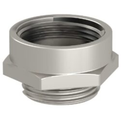 Adaptateur de réduction filetage PG16 vers M25 en métal gris avec écrou hexagonal