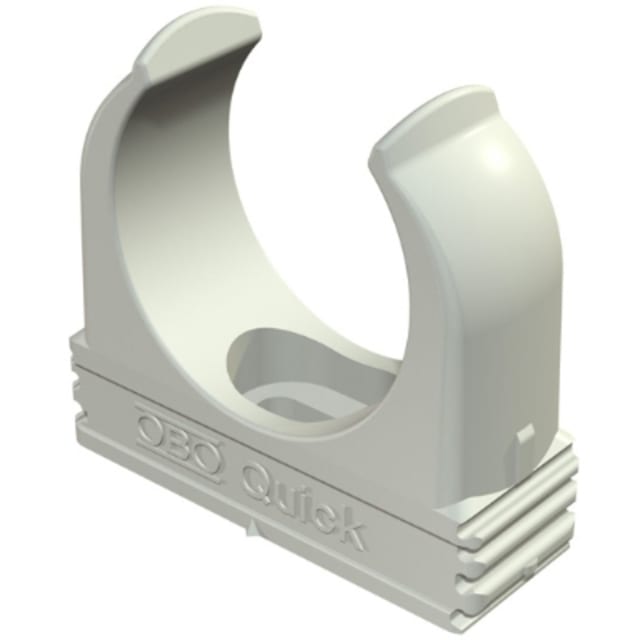 OBO BETTERMANN Quick Attache fixation tube M25 gris Attache clip pour tube M25 gris plastique avec base à trois rainures fixation murale