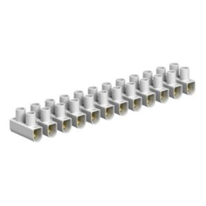 Barrette de connexion à vis blanche 2,5 mm² à plusieurs pôles pour raccordement électrique