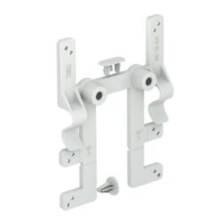 Plaque de fixation blanche avec deux bras latéraux et vis de serrage pour boîtes T60 T100