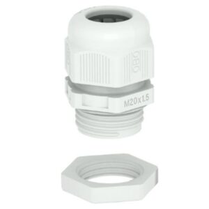 Presse étoupe polyamide gris clair M20 avec contre écrou IP68