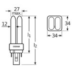 Lampe fluocompacte G24d-1 13W 840 4000K culot G24d-1 dimensions 27 mm max 34 x 34 mm