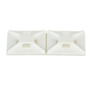 Embase adhésive blanche pour collier de serrage avec fixation rectangulaire