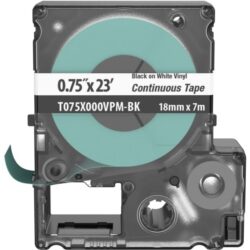 Détails visibles de Cassette ruban vinyle continu noir sur blanc pour Accessoires de repérage