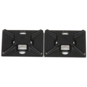 Embase adhésive noire UV 25,4 x 25,4 mm avec deux pièces rectangulaires