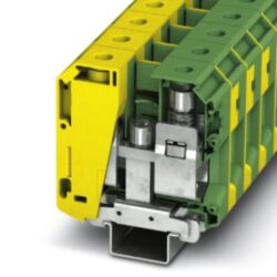 Bloc de jonction de terre pour rail DIN, finition Vert/jaune