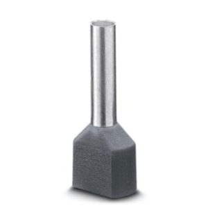 Embout double 0,75 mm² avec collet 8 mm gris et tube métallique