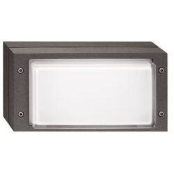 Applique murale rectangulaire anthracite avec diffuseur blanc et fixation apparente pour extérieur IP65