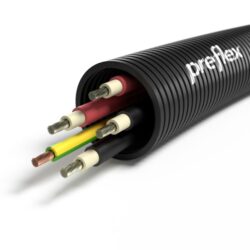 PREFLEX - Preflex tube précâblé 25mm Noir stable aux UV + 4X SOLAR 6MM² + 1G6 rouleau 50m - 1234003652