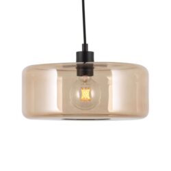 PSM LIGHTING - Manon bronze/whisky/bronze suspension-rond-avec 2m de câble textile et arrê - 5121.Q.13.BZ.TX8
