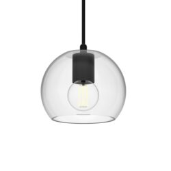 PSM LIGHTING - Moby transparent/noir/noir texture suspension-avec 2m de câble textile et arr - 5088.B.E27.2M.TR.TX2