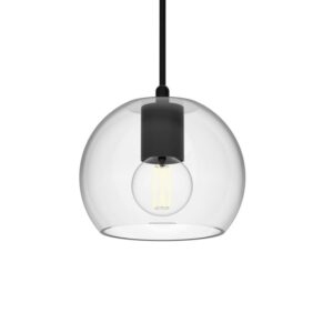 PSM LIGHTING - Moby transparent/noir/noir texture suspension-avec 2m de câble textile et arr - 5088.B.E27.2M.TR.TX2