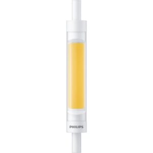Ampoule LED linéaire R7S 7,2 W 4000 K 850 lm 118 mm avec corps blanc et diffuseur central jaune