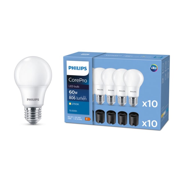 Philips Lighting - CorePro Lampe LED bulb A60 8W 60W E27 2700K 806lm CRI80 15000h - 8720169169272 Philips Lighting - CorePro Lampe LED bulb A60 8W 60W E27 2700K 806lm CRI80 15000h - 8720169169272
