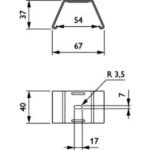 Support de montage rail lumineux blanc avec cotes techniques 67 mm et fixation centrale