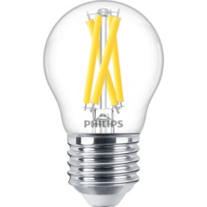 Ampoule LED sphérique transparente P45 culot E27 filaments visibles 470 lm 2200-2700K