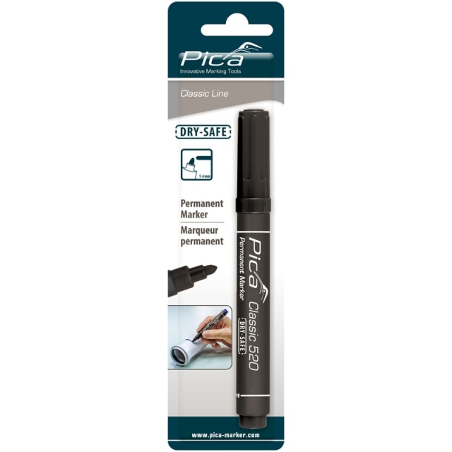 Pica - Marqueur permanent sous blister - Rond - Noir - 1-4mm - PIC52046SB Pica - Marqueur permanent sous blister - Rond - Noir - 1-4mm - PIC52046SB
