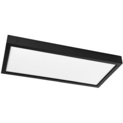 Plafonnier LED rectangulaire noir à cadre fin et diffuseur opalin