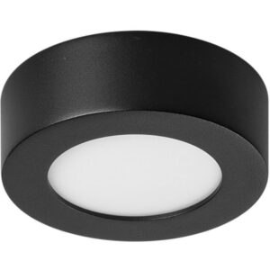 Plafonnier LED rond noir dimmable 8W IP40 avec diffuseur blanc central