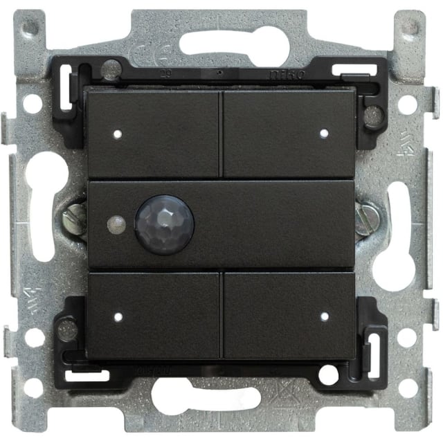 Qbus - Interrupteur-détecteur 3 boutons Niko 161 Black Coated RGB - SWC04M/161 Qbus - Interrupteur-détecteur 3 boutons Niko 161 Black Coated RGB - SWC04M/161