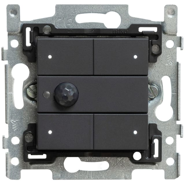 Qbus - Interrupteur-détecteur-thermostat 3 boutons série Niko Anthracite 122 RGB - SWC04MT/122 Qbus - Interrupteur-détecteur-thermostat 3 boutons série Niko Anthracite 122 RGB - SWC04MT/122