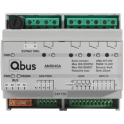 Qbus - Module de règlage analogue (4x 0/1-10V ou PWM + 4x relais) + 5 entrées + LED - ANR04SA
